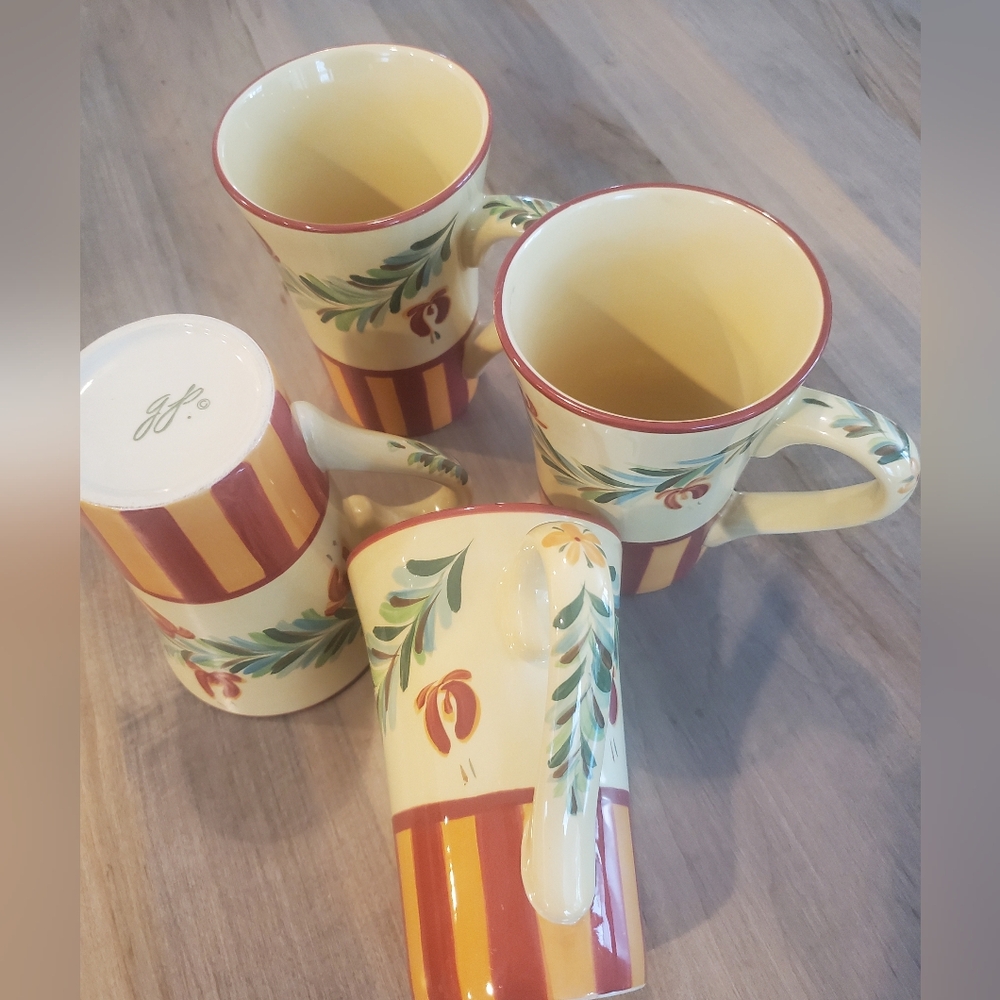 SLAH SET 6 Mugs Gail Pittman Hand Painted Ceramic - Picture 4 of 5